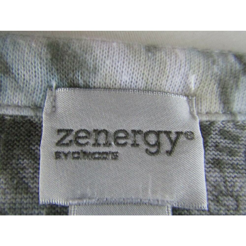 Chicos Zenergy White Brown Green Paisley Floral Full Zip Knit Jacket Size 1 - Picture 4 of 12